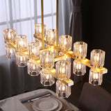 10/20-Lights Long Strip Pure Brass Crystal Chandelier Pendant Lighting Kitchen Island G4