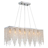 Restaurant Crystal Chandeliers Rectangular Hanging Line Lamps