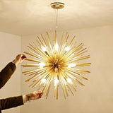 12-Lights Modern Sputnik Gold Globe Metal Chandeliers Firework Northern Europe Vintage Candle E12 E14 Bulb Base