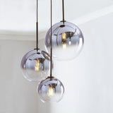 1/3-Lights Color Gradient Pendant Light Fixture Glass Globe Electroplated Modern