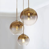 1/3-Lights Color Gradient Pendant Light Fixture Glass Globe Electroplated Modern