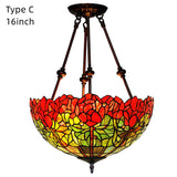 16 Inch Vintage Tiffany Stained Glass Vintage Pendant Light Art Chandelier Uplights