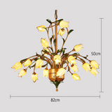 15/21 Lights Retro Iron Gold Tulip Glaze Shade Chandeliers G4 LED - heparts