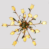 15/21 Lights Retro Iron Gold Tulip Glaze Shade Chandeliers G4 LED - heparts