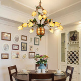 15/21 Lights Retro Iron Gold Tulip Glaze Shade Chandeliers G4 LED - heparts