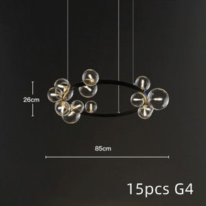 15/24-Lights Modern Creative Metal Chandelier Transparent Glass Bubble Lamp For Living Room