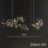 15/24-Lights Modern Creative Metal Chandelier Transparent Glass Bubble Lamp For Living Room G4