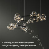 15/24-Lights Modern Creative Metal Chandelier Transparent Glass Bubble Lamp For Living Room