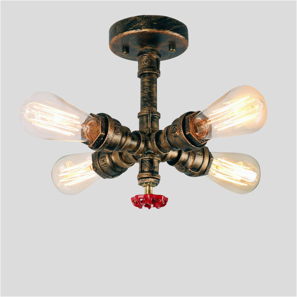 Baycheer 4-Light Industrial Pipe Ceiling Light – Steampunk Pendant Lamp Fixture, Hardwired