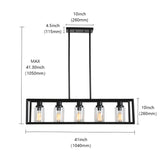 Farmhouse Chandeliers Rectangle Black 5 Light Dining Room Lighting Fixtures Hanging