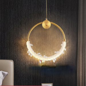 Modern Circle Minimalist Pure Copper Crystal Chandelier LED Lamps Pendant Lighting