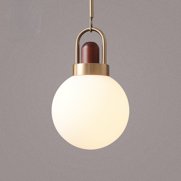 Solid Wood Mini Chandelier Nordic Retro  Glass Ball Pendant Lighting