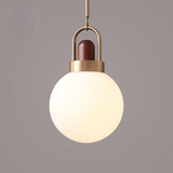 Solid Wood Mini Chandelier Nordic Retro  Glass Ball Pendant Lighting