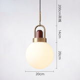 Solid Wood Mini Chandelier Nordic Retro  Glass Ball Pendant Lighting