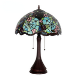 16 Inch Tiffany Color Lamp Classical Table Lamp Stained Glass Brown Zinc Alloy Base