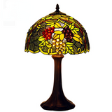 Grape 12 Inch Tiffany Lamp Classical Table Lamp Stained Glass Brown Zinc Alloy Base