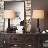 Retro Table Lamp Wood Fabric E26/E27 Dimmable