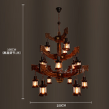 Vintage Wooden Chandelier Loft Industrial Style American Nostalgic Creative Personalized Restaurant Bar Coffee Shop Lamps