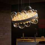 Bubble Glass Chandelier Modern Light Luxury Bedroom Lamp Studio Cafe Restaurant Lamp