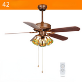 4-Blade 3-Lights Ceiling Fan Light Fan Light Tiffany Restaurant American Wood Leaf Retro Mute with Light Kit