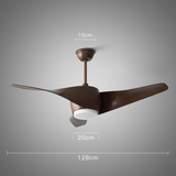 3-Blade LED  Retro Fan Lamp Modern Electric Fan Remote Control Ceiling Fan Lamp For Living Room