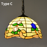 D12inch Modern Simple Tiffany Glass Pendant Light Ambient Light Chandelier Decorative Lamp