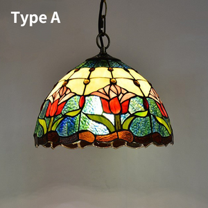 12Inch Rose Tiffany Lamp Creative Round Ambient Light Chandelier Decorative Lamp