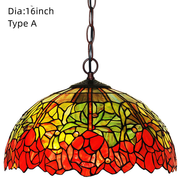 16 Inch Vintage Tiffany Stained Glass Vintage Pendant Light Art Chandelier Downlights