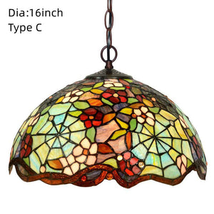 16 Inch Vintage Tiffany Stained Glass Vintage Pendant Light Art Chandelier Downlights