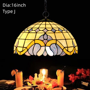 16 Inch Vintage Tiffany Stained Glass Vintage Pendant Light Art Chandelier Downlights