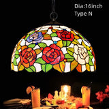 16 Inch Vintage Tiffany Stained Glass Vintage Pendant Light Art Chandelier Downlights