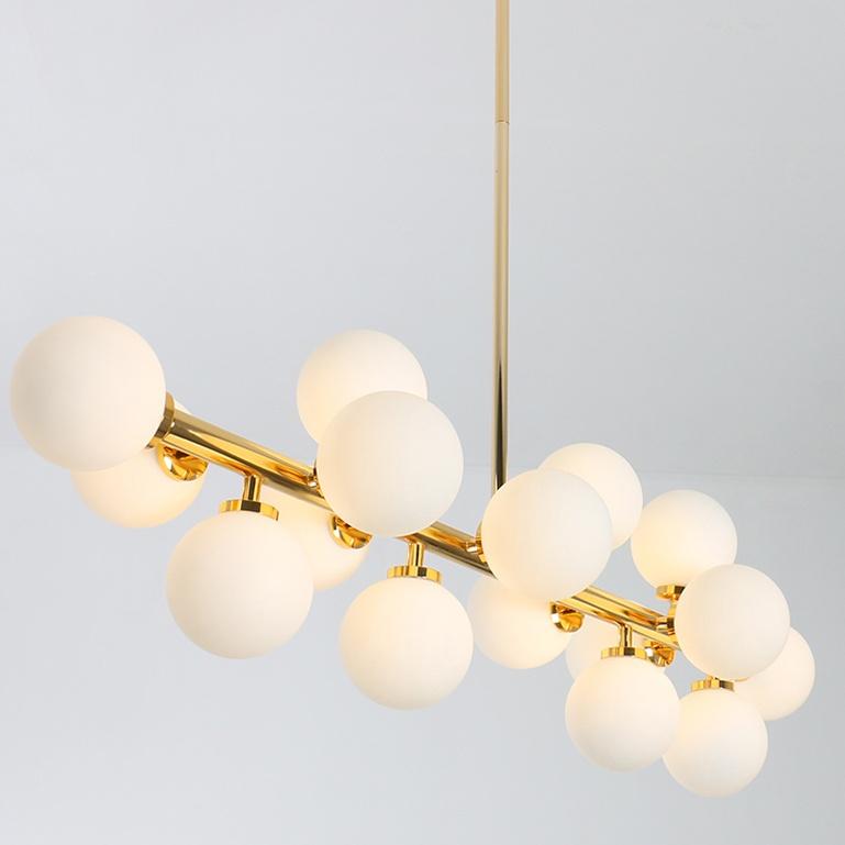 16 Bulbs 90cm(35.4") LED Gold Pendant Light Metal Glass Sputnik ...