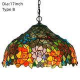 17 Inch Vintage Tiffany Stained Glass Vintage Pendant Light Art Chandelier Downlights - heparts