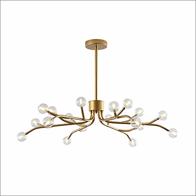 15/18-Lights Candle-style Chandelier Ambient Light Gold Painted Finishes Black Metal Glass LED G4