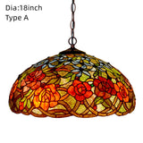 18 Inch Vintage Tiffany Stained Glass Vintage Pendant Light Art Chandelier Downlights