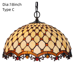 18 Inch Vintage Tiffany Stained Glass Vintage Pendant Light Art Chandelier Downlights