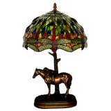 Pony 12 Inch Tiffany Lamp Classical Table Lamp Stained Glass Brown Zinc Alloy Base