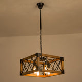 4-Lights 45 cm Wood Pendant Light LED Metal Industrial Painted Finishes Traditional Classic Country