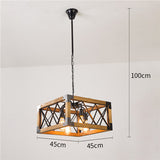 4-Lights 45 cm Wood Pendant Light LED Metal Industrial Painted Finishes Traditional Classic Country
