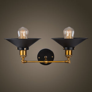 2-Lights Wall Sconce with Funnel Flared Shade Vintage Industrial Wall lamp Light Fixture