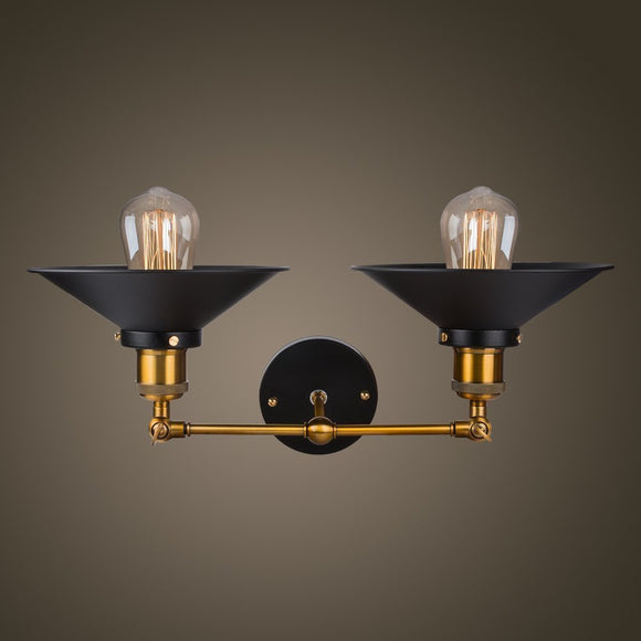 2-Lights Wall Sconce with Funnel Flared Shade Vintage Industrial Wall lamp Light Fixture