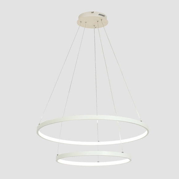 2-Lights Circular Pendant Light Chandelier Lighting Ambient Light - LED Dimmable Remote Control - heparts