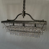 Luxury Rectangle Pendant Light Unique Tiered Chandelier with Crystal Accent