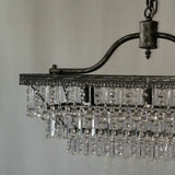 Luxury Rectangle Pendant Light Unique Tiered Chandelier with Crystal Accent