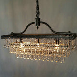 Luxury Rectangle Pendant Light Unique Tiered Chandelier with Crystal Accent