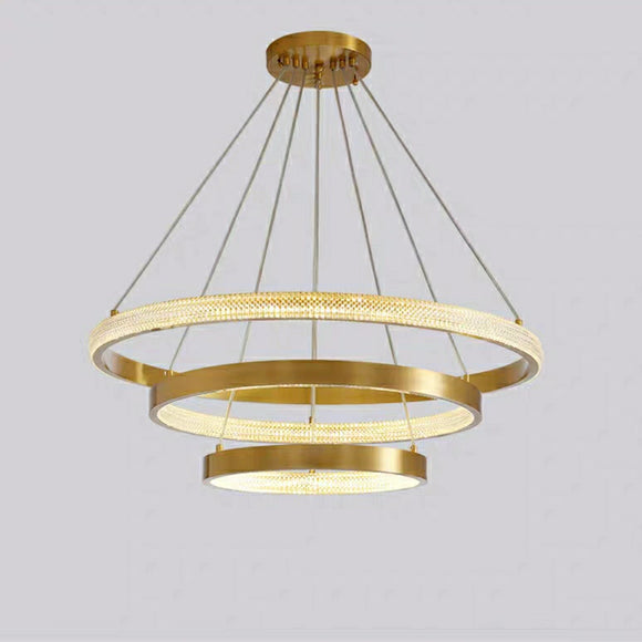 2020 New Brass 3-Lights Circular Pendant Light Chandelier Lighting Lamp Ambient Light LED