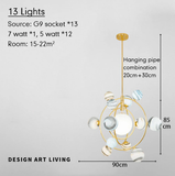 Cosmic space 7/13-Sputnik Chandelier Ambient Light Metal Globe Glass Candle Style LED G9 - heparts