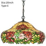 20 Inch Vintage Tiffany Stained Glass Vintage Pendant Light Art Chandelier Downlights
