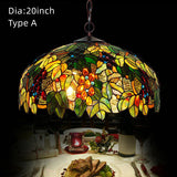 20 Inch Vintage Tiffany Stained Glass Vintage Pendant Light Art Chandelier Downlights