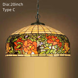 20 Inch Vintage Tiffany Stained Glass Vintage Pendant Light Art Chandelier Downlights